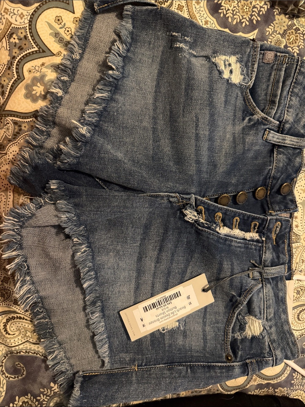Just USA Beach Life Denim Bronze Button Shorts M 6/8
